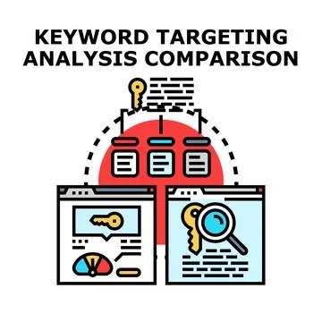 Keyword targeting analysis and comparison for digital marketing Stock Illustration