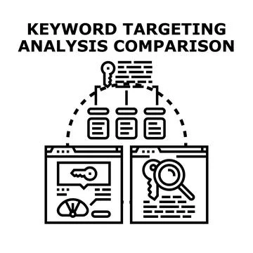 Keyword targeting analysis and comparison for digital marketing Stock Illustration