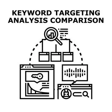 Keyword targeting analysis comparing search engine optimization strategies イラスト素材
