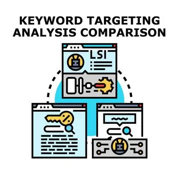 Keyword targeting analysis comparison for seo optimization Illustration