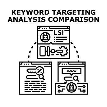 Keyword targeting analysis comparison for seo optimization 库存插图