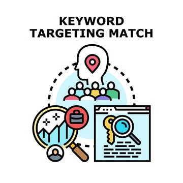 Keyword targeting and matching for effective marketing strategy Illustrazione stock