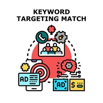 Keyword targeting match process for digital advertising and marketing Stock Illustration