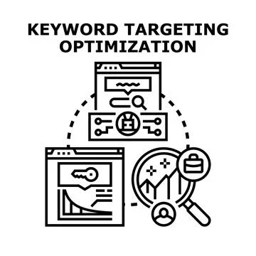 Keyword targeting optimization process for digital marketing analysis Stock Illustration
