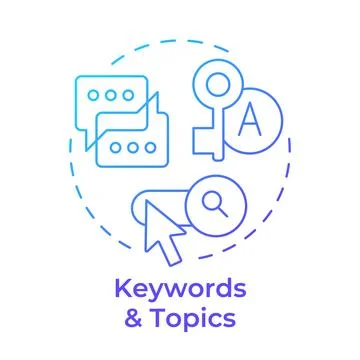 Keywords and topics blue gradient concept icon Stock Illustration