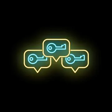 Keywords optimization strategy with neon glow speech bubbles Ilustração Stock