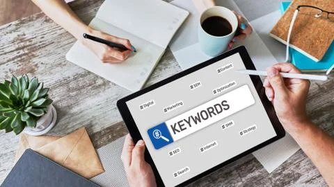 Keywords. SEO, Search engine optimization and internet marketing concept on Stock-Fotos