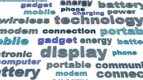 Keywords taking their place on the surface and moving to the camera Stock Footage 95942241