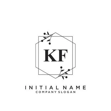 KF Initial handwriting logo design Stock Illustration