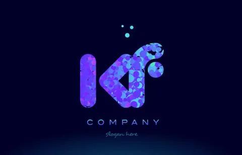 Kf k f bubble circle dots pink blue alphabet letter logo icon vector Stock Illustration