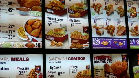 KFC and taco bell menu board in Coquitlam BC Canada Stock-Footage 142046012