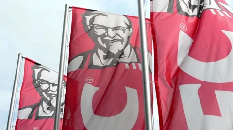KFC - three flags - blue sky Video stock 40723222