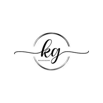 KG Initial handwriting logo with circle template vector Stock Illustration