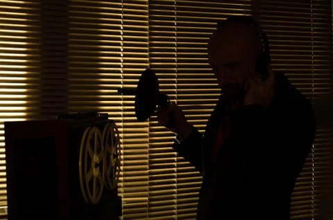 KGB agent overhears an important conversation 4 Stock-Fotos