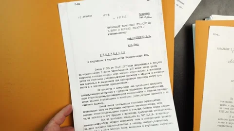 KGB Folder File With Copy of Original Report About Chernobyl Nuclear Disaster Stock-Footage 327370917