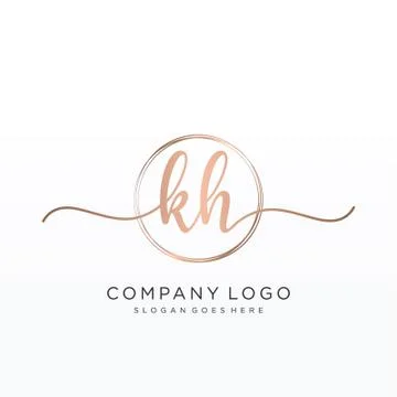 KH Initial handwriting logo design Stock Illustration