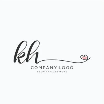 KH Initial handwriting logo design Stock Illustration