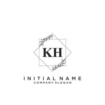 KH Initial handwriting logo design Stock Illustration