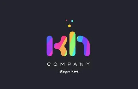 Kh k h  colored rainbow creative colors alphabet letter logo icon Stock Illustration