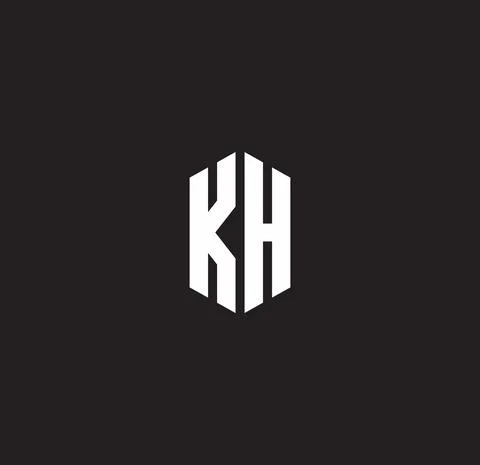 KH Logo monogram with hexagon shape style design template Illustrazione stock