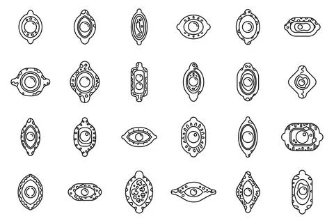 Khachapuri icons set outline vector. Food bakery pie 스톡 일러스트