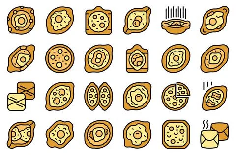 Khachapuri icons set vector flat Stock Illustration