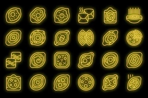 Khachapuri icons set vector neon Stock Illustration