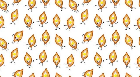 Khachapuri seamless pattern dough and cheese with egg vector bread loaf and c Stock Illustration