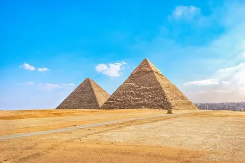 Khafre and Cheops pyramids Stock Photos