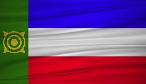 Khakassia flag vector. Vector flag of Khakassia blowig in the wind. EPS 10. Stock Illustration
