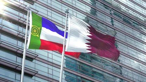 Khakassia Flag VS Flag of Qatar Stock Footage 343562090