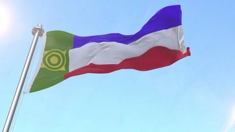 Khakassia Flag waving in the sky Stock Footage 343562244