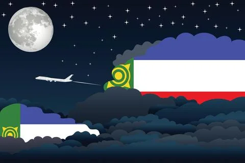 Khakassia Night Clouds Airplane Vector Illustration Illustrazione stock