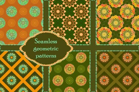 Khaki and orange circle pattern ornament Stock Illustration