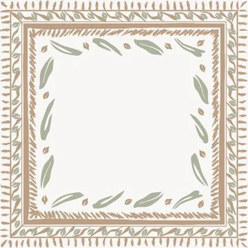 Khaki Brushstroke Leaf Square pattern design Stock Illustration