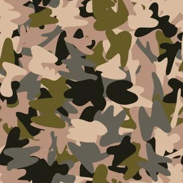 Khaki camo seamless pattern. Simple army print in bown, green and grey colors Stock Illustration
