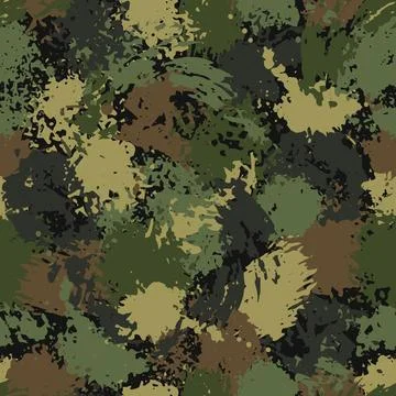 Khaki camouflage pattern with paint splatter Stock Illustration