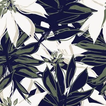 Khaki Green Palm Tree Leaf Floral seamless pattern design Illustrazione stock