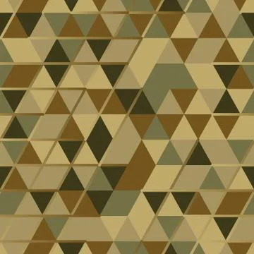 Khaki seamless pattern with triangular protection ornament and lines Stock Illustration