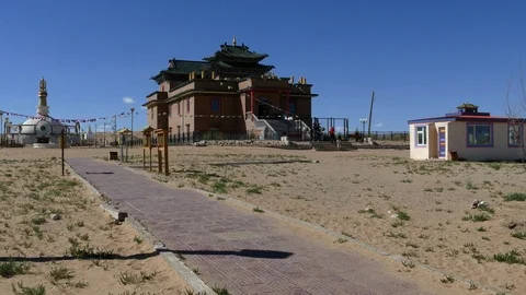 Khamar Monastery temple against the blue sky on a summer sunny day, Mongolia. Stock Footage 90841629