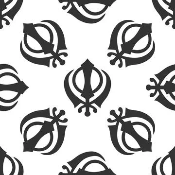 Khanda Sikh icon pattern on white background. Adobe illustrator Stock Illustration