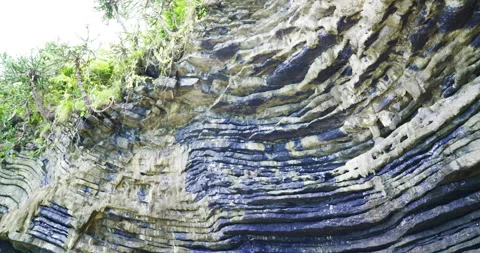 Khao Hin Phap Pha or Pancake Rock features a natural formation of layered rock Stock Footage 335879716