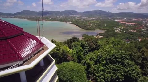 Khao Khad Viewpoint Overlooking Chalong in Phuket Pullback Reveal Shot Stock-Footage 65788090