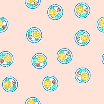 Khao pad thai cuisine vector seamless pattern Stock Illustration