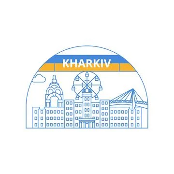 Kharkiv Line Label Stock Illustration