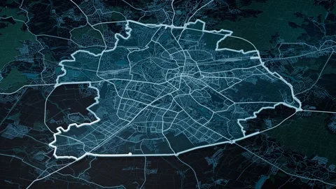 Kharkiv Ukraine Glowing Digital Map Animation 4K Video stock 336741810