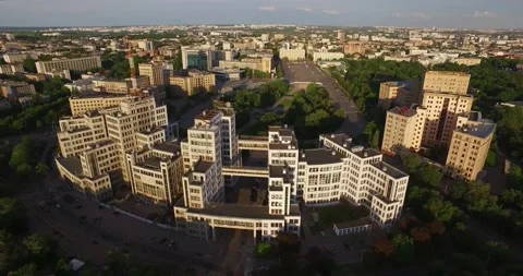 Kharkov central square at sunset Stock Footage 152993742