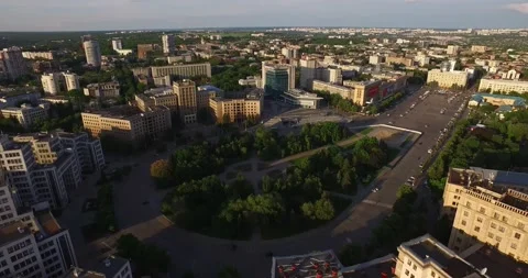 Kharkov central square at sunset Stock Footage 152993819
