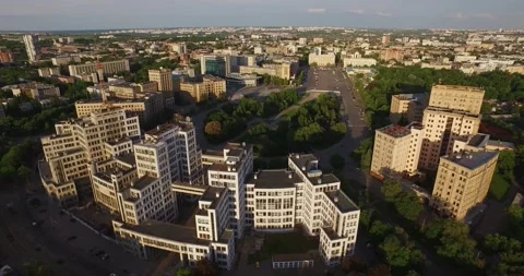 Kharkov central square at sunset Stock Footage 152993945