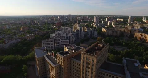 Kharkov central square at sunset Stock Footage 152994090